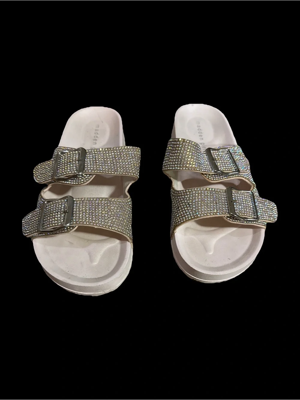 Madden Girl Sparkle Double-Buckle Slides 8